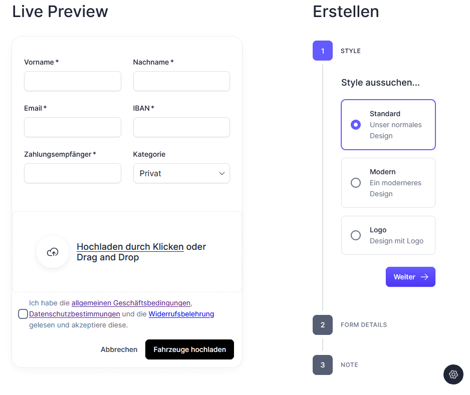 Fahrzeugschein hochladen